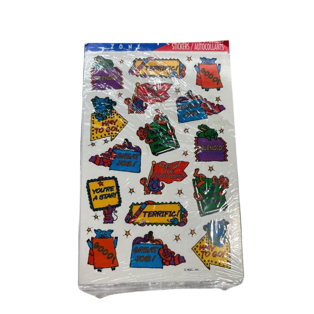 Vintage American Greetings Zone Stickers Reward Color-Me Pack 5 sheets school